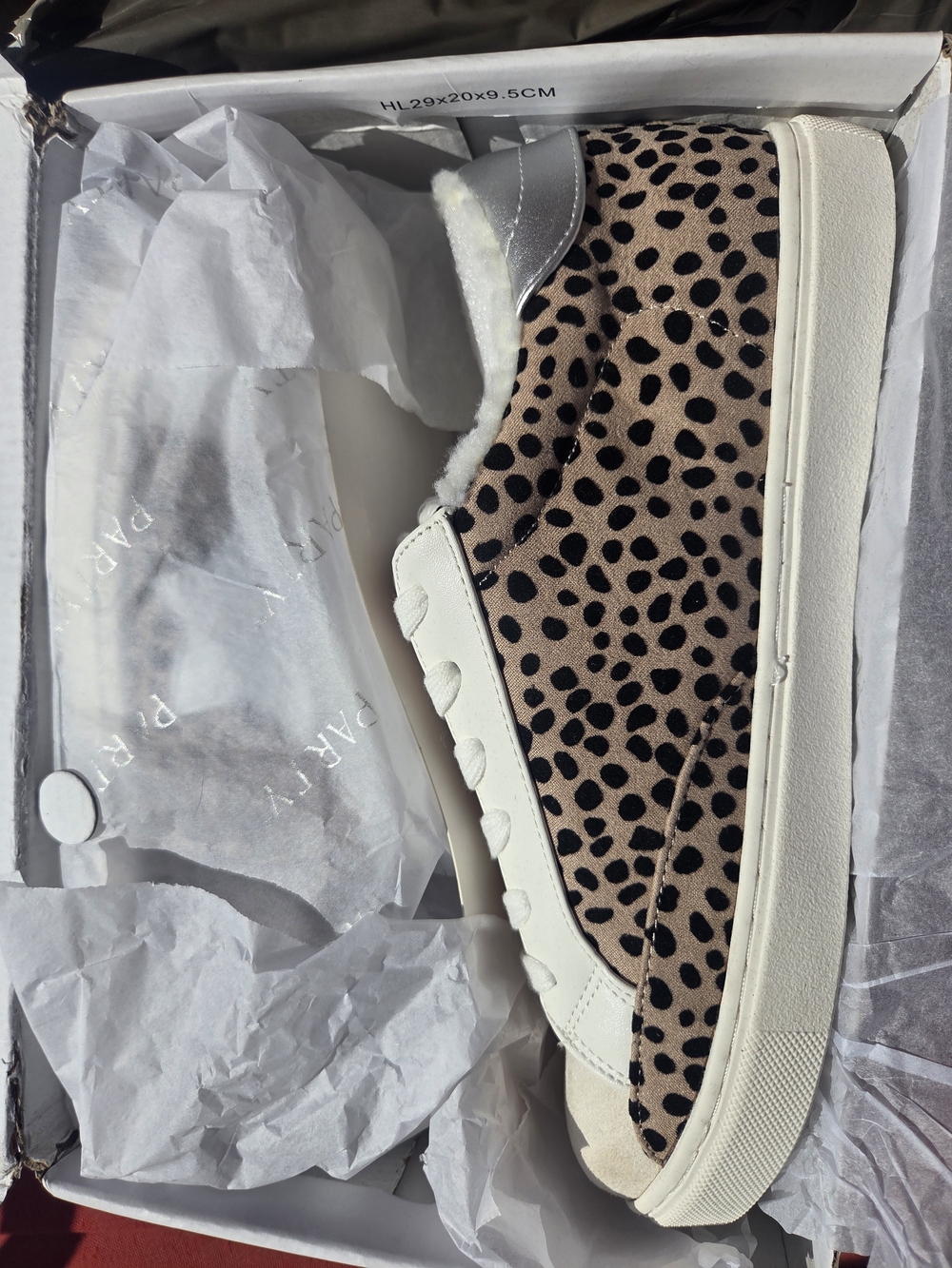 Leopard Print Women's Casual Sneaker - Cream/Black